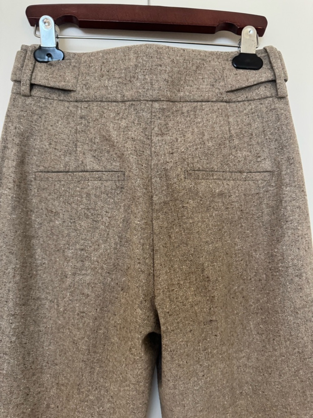 Veronica Beard Neutral Taupe Tweed Waistband Detail pants. - Picture 3 of 6